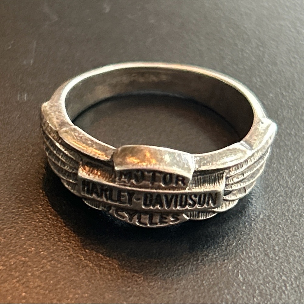 Vintage Harley Davidson Motorcycles 4g .925 Sterling Silver Ring Size 7.75 Wings